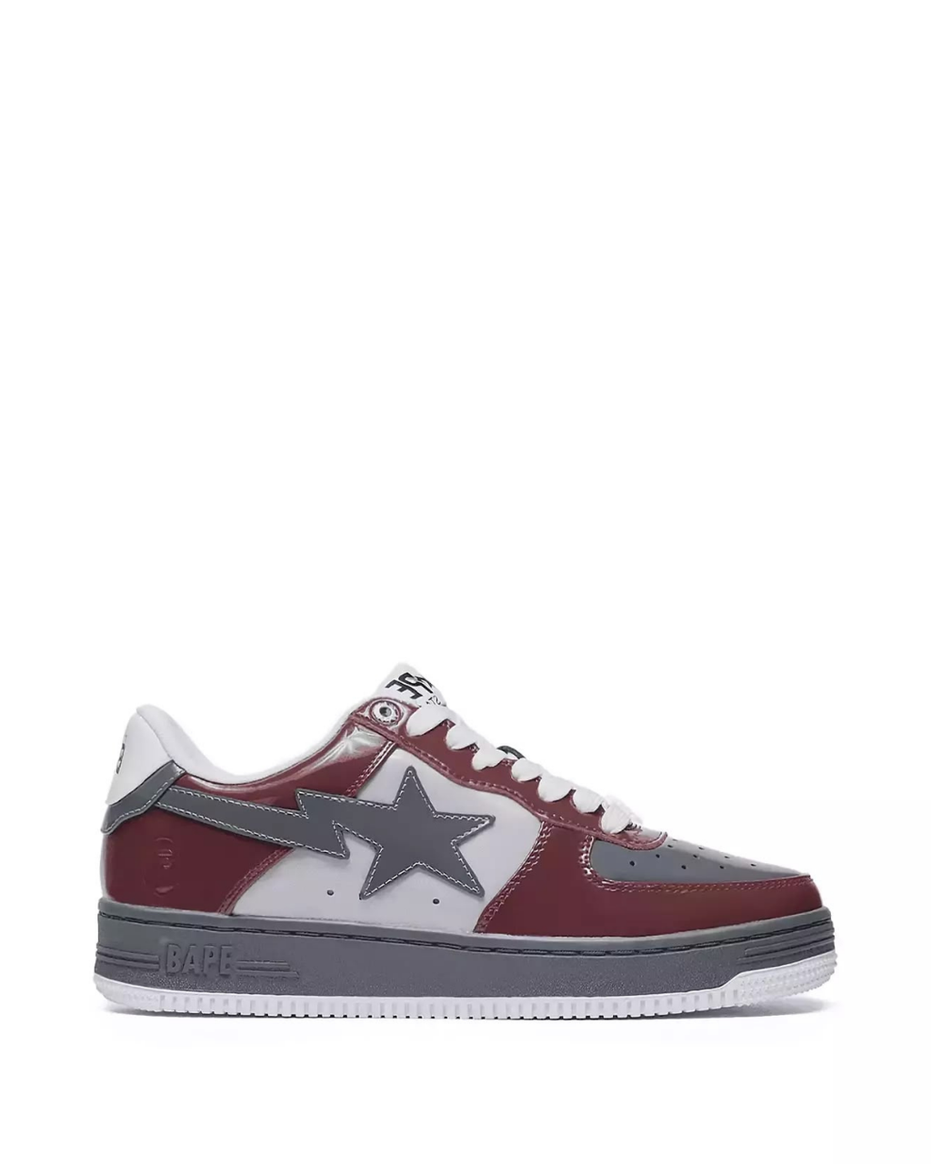 A Bathing Ape Bape Sta #2 M1 sneakers in the burgundy and grey