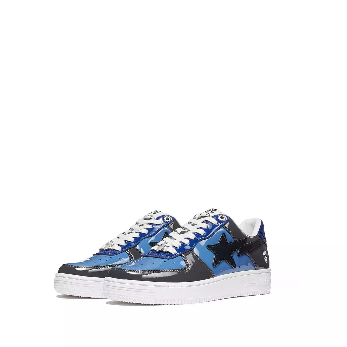 A Bathing Ape Bape Sta Low Color Camo Combo in navy and blue.