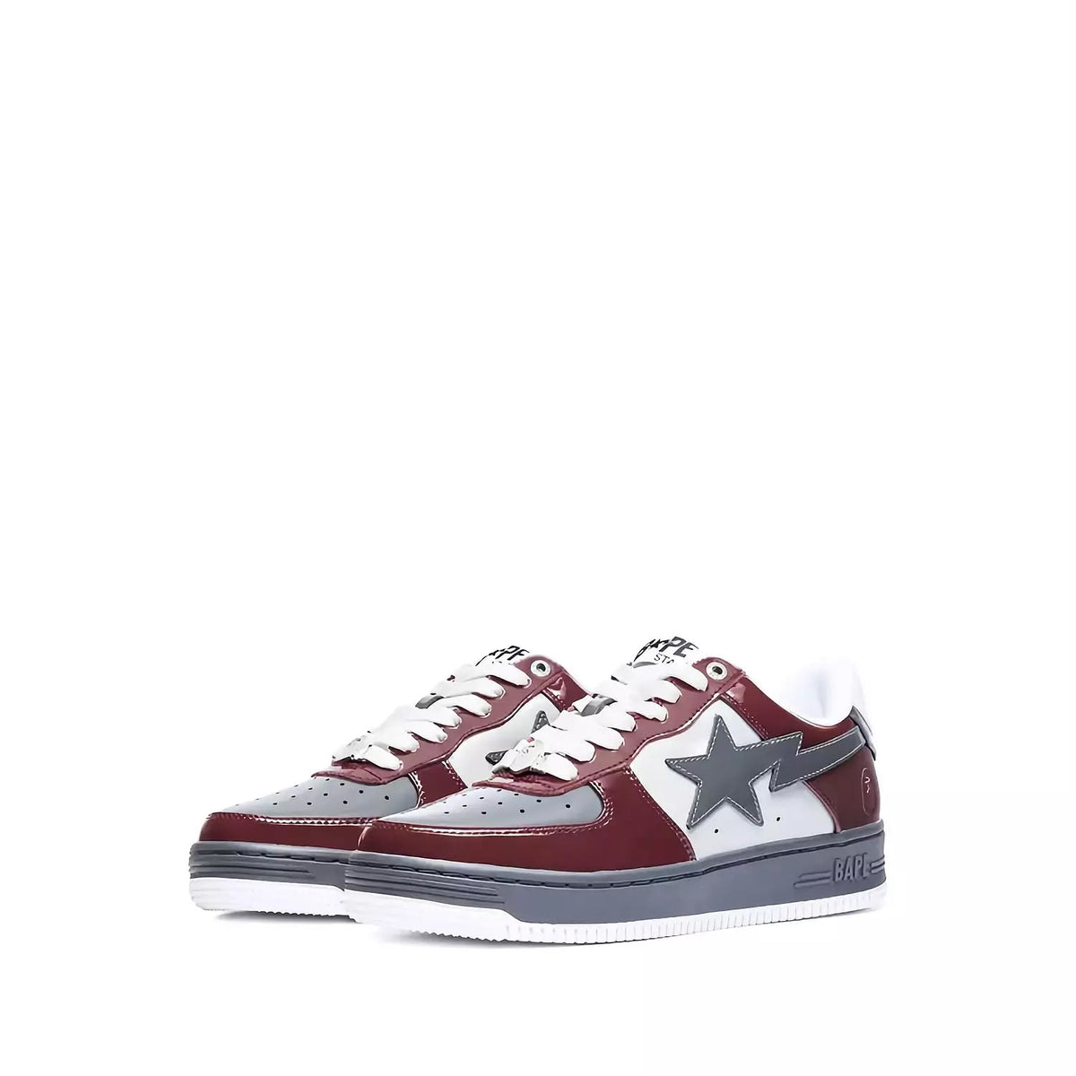 A Bathing Ape Bape Sta #2 M1 sneakers in the burgundy and grey
